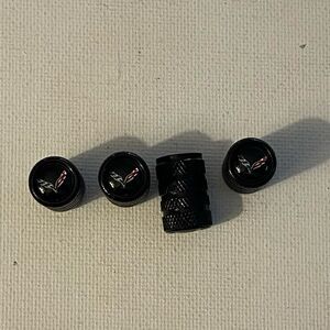 Corvette Valve Stem Caps in Black with Logo NWT